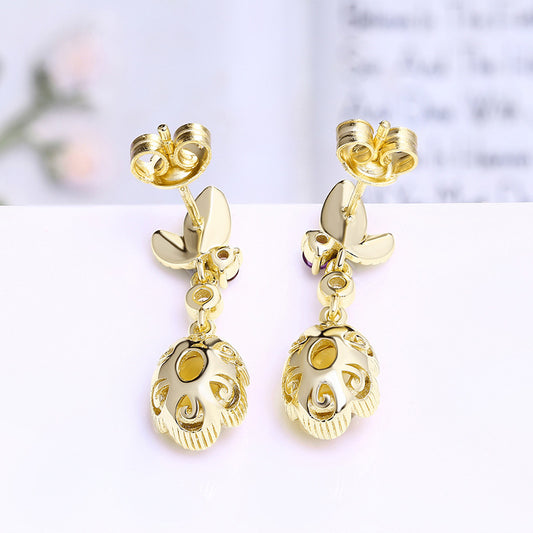 Bohemian Style 925 Sterling Silver Citrine Earrings | Natural Gemstone Jewelry | Fashionable Women's Choice-Grdeer