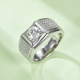 Round,Men, Ring,925 Sterling Silver,Moissanite,Jewelry,Grdeer