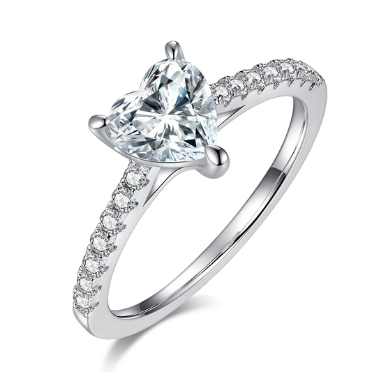 Heart-shaped,Gift,Engagement ring,S925 silver,moissanite,Jewelry,Grdeer