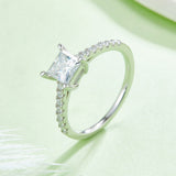Square,Gift,Engagement ring,S925 silver,moissanite,Jewelry,Grdeer