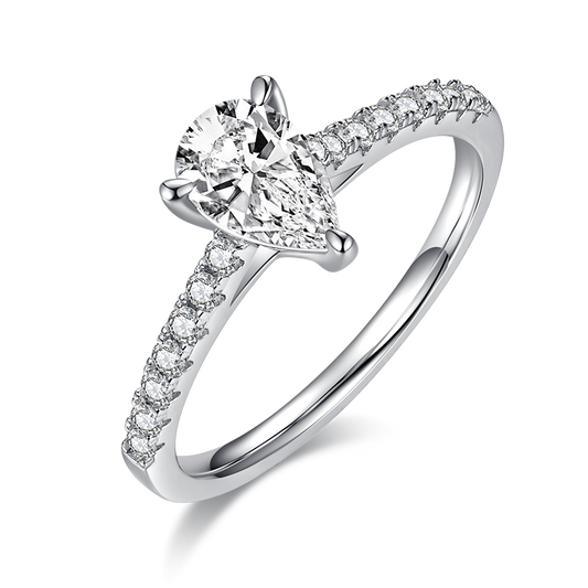 Gift,Engagement ring,S925 silver,pear shape,moissanite,Jewelry,Grdeer