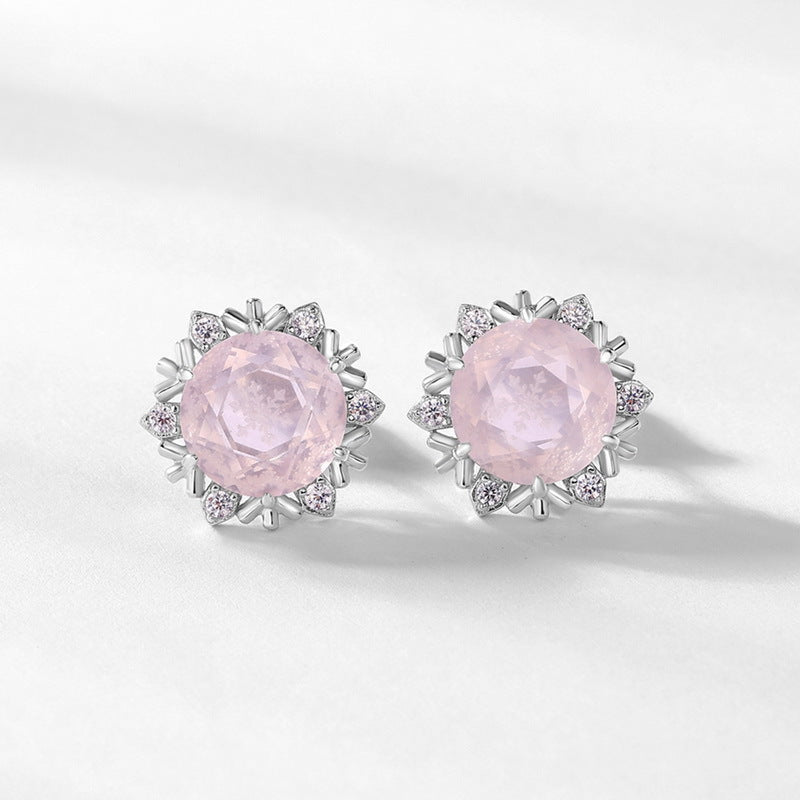 Earrings,Pink Crystal,Gift,925 Silver,Jewelry,Grdeer