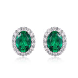 Geometric S925 Sterling Silver Cultured Emerald Vintage Stud Earrings | Personalized Fashion Choice | Designed for Fashionable Women-Grdeer