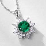 Necklace,Pendants,cultured emerald/ruby,Gift,925 Silver,Jewelry,Grdeer