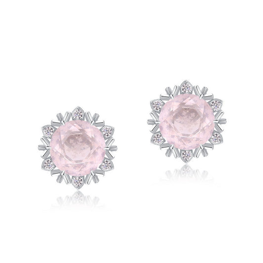 Earrings,Pink Crystal,Gift,925 Silver,Jewelry,Grdeer