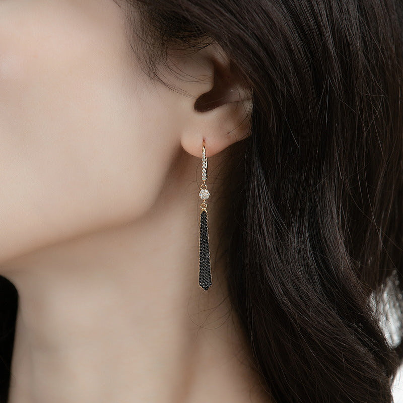 Earrings,Black zirconium,Gift,925 Silver,Jewelry,Grdeer