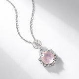 Necklace,Pendants,Rose Quartz,Gift,925 Silver,Jewelry,Grdeer