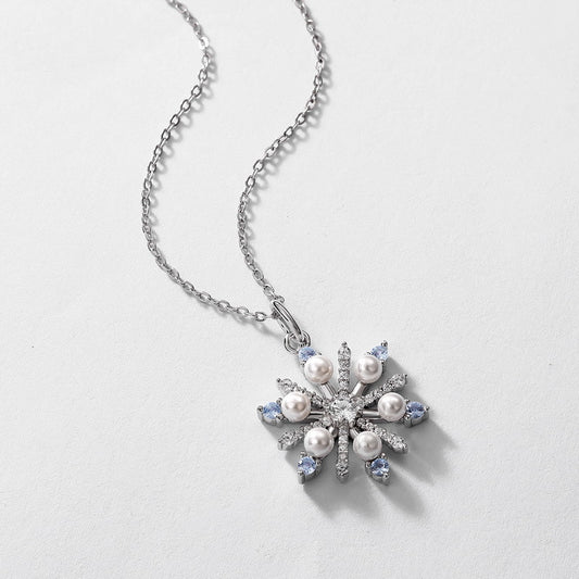 Necklace,Pendants,Snowflake, Pearl,Gift,925 Silver,Jewelry,Grdeer