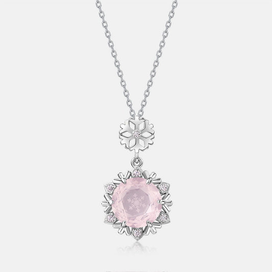 Necklace,Pendants,Rose Quartz,Gift,925 Silver,Jewelry,Grdeer