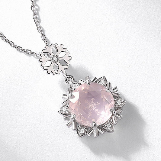 Necklace,Pendants,Rose Quartz,Gift,925 Silver,Jewelry,Grdeer