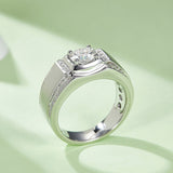 Round,Men, Ring,925 Sterling Silver,Moissanite,Jewelry,Grdeer