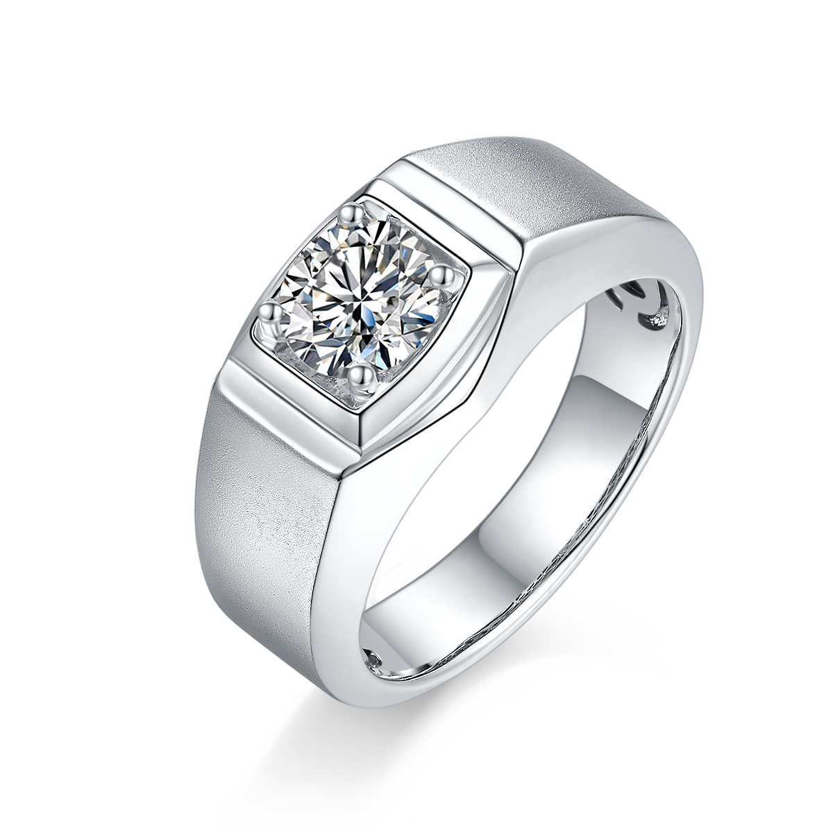 Round,Men, Ring,925 Sterling Silver,Moissanite,Jewelry,Grdeer