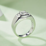 Round,Men, Ring,925 Sterling Silver,Moissanite,Jewelry,Grdeer