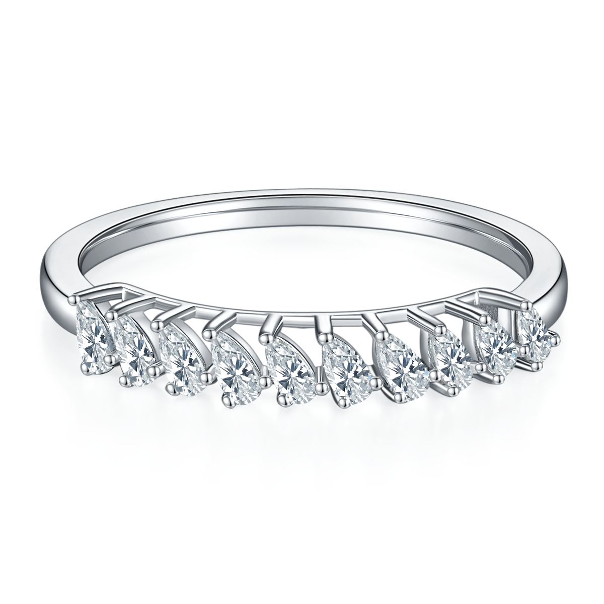  Pear shaped,Eternity Band,Rings,925 Sterling Silver,Moissanite,Jewelry,Grdeer