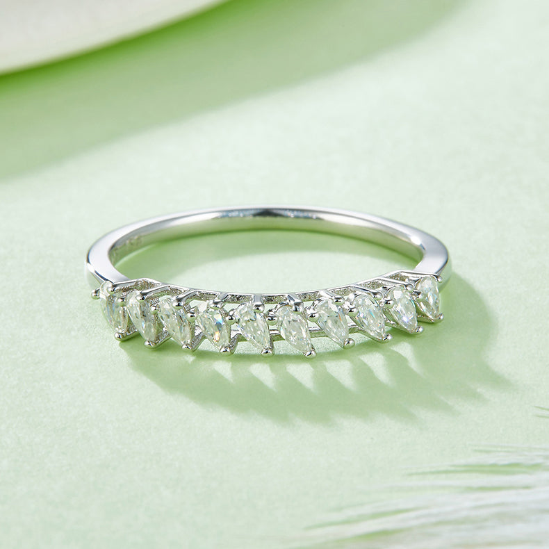  Pear shaped,Eternity Band,Rings,925 Sterling Silver,Moissanite,Jewelry,Grdeer